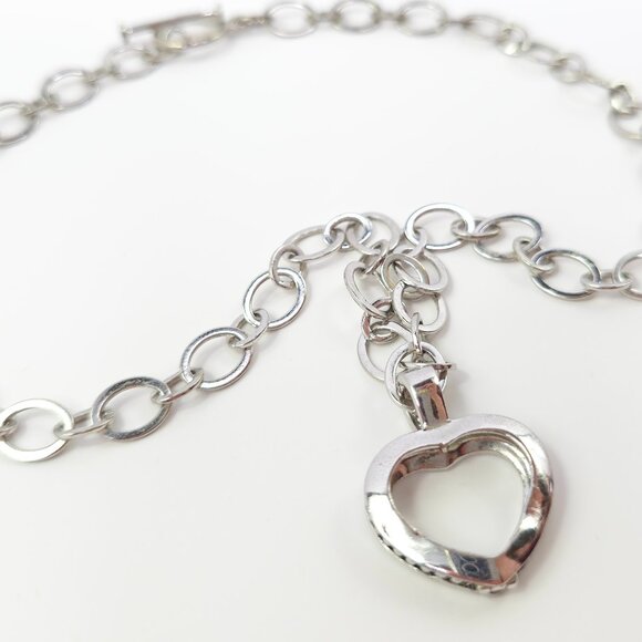 Vintage Womens Sterling Silver Chunky Chain Open Heart Pendant Necklace - Picture 5 of 6
